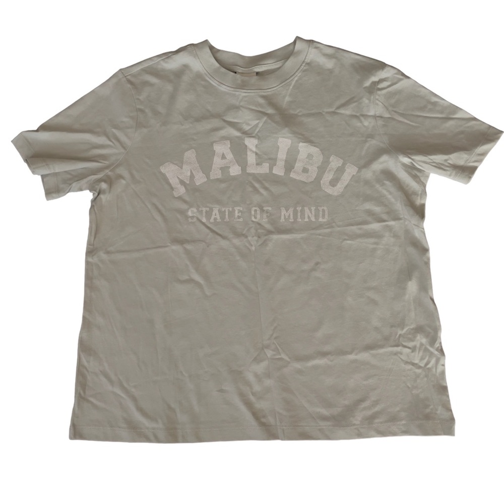 H&M Malibu State of Mind Relaxed Oversized Fit T-Shirt. Light Dusky Green Small